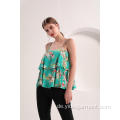 Damen Tiered Floral Print Top